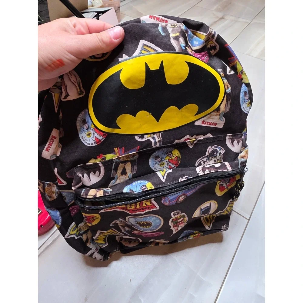 Batman and Robin‎ Comic Print Backpack Black Yellow DC Comics Superhero Bag